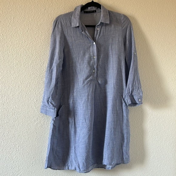 Zara Dresses & Skirts - ZARA BASIC COLLECTION Blue Shirt Dress Women Size Xsmall